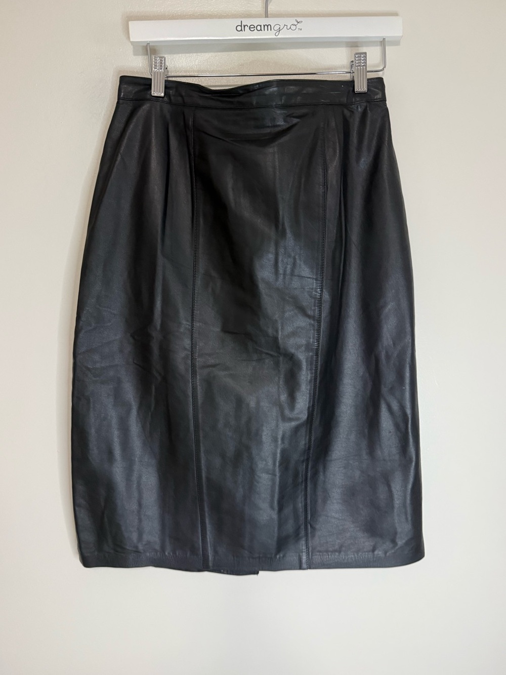 Lord & Taylor vintage Black Leather Pencil Skirt size 14